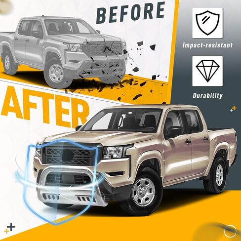 بار Kuafu Bull متوافق مع 2022 2023 2024 2025 Nissan Frontier Front Press Press Brush Grille Grille Push Bar Bar Steel Black in Saudi Arabia