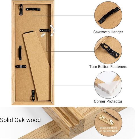 13x16 Picture Frames Oak Wood,13 x 16 Photos Frame with Tempered Glass,Wall Gallery Poster Frame with No Mat,Horizontal and Vertical for Wall Mounting,Home Office Decoration,Natural Oak Color in Saudi Arabia