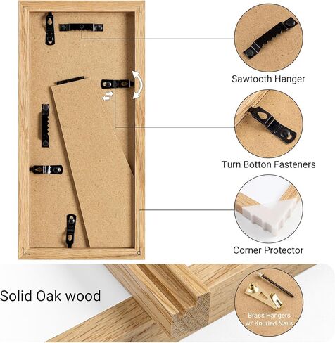 13x16 Picture Frames Oak Wood,13 x 16 Photos Frame with Tempered Glass,Wall Gallery Poster Frame with No Mat,Horizontal and Vertical for Wall Mounting,Home Office Decoration,Natural Oak Color in Saudi Arabia