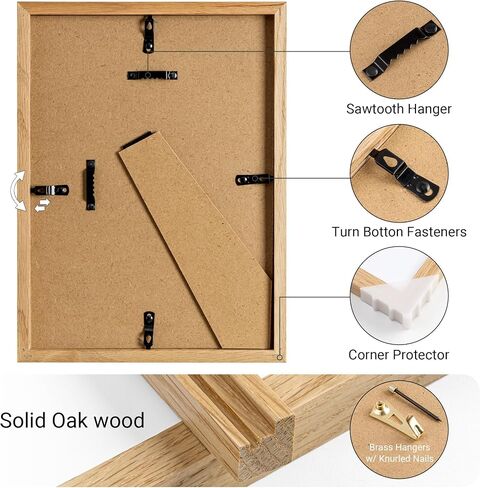 13x16 Picture Frames Oak Wood,13 x 16 Photos Frame with Tempered Glass,Wall Gallery Poster Frame with No Mat,Horizontal and Vertical for Wall Mounting,Home Office Decoration,Natural Oak Color in Saudi Arabia