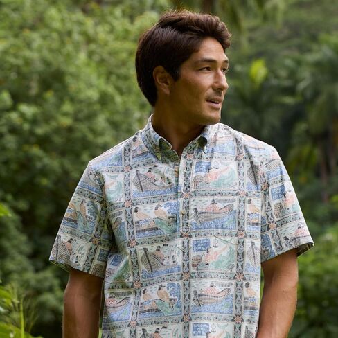 Reyn Spooner Fish Print Hawaiian Aloha Shirt - Tailored Button Front in Saudi Arabia