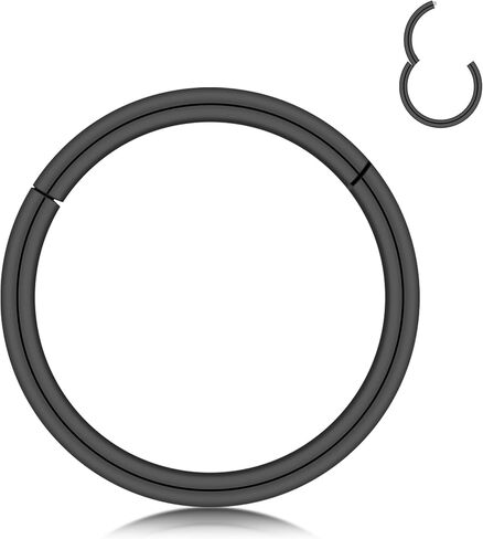 Blisi Grade 23 Titanium Tove Rings Hoops - 20G/18G/16G ، 6/7/8/9/10 مم ، حلقات نقرة مفصلية للأنف ، الشفاه ، الحلزوني ، الغضروف ، روك - أقراط نائمة السوداء ، السود/الفضة/الذهب/الوردي in Kuwait