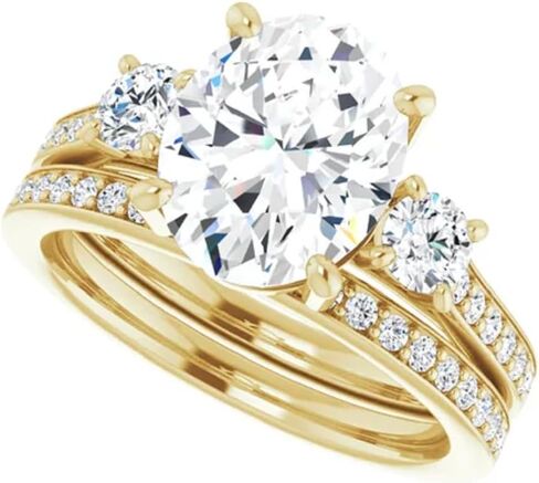 10K الصلبة الصلبة الذهب يدويًا خواتم الخطبة 1CT-3CT OVAL CUT MOISSANITE DAIMOND SOLITAIRE WEDENT/BRIDAL RIN in Kuwait