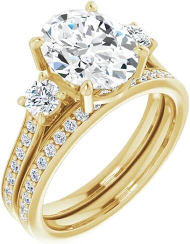 10K الصلبة الصلبة الذهب يدويًا خواتم الخطبة 1CT-3CT OVAL CUT MOISSANITE DAIMOND SOLITAIRE WEDENT/BRIDAL RIN in Kuwait