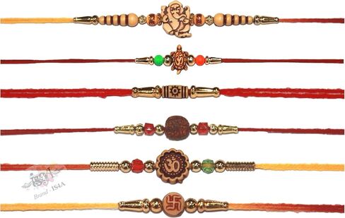 IS4A Set of 12 Bracelets for Brothers Assorted Bracelet With Rudraksha Beads Bracelet Designer Round Beads Rakhi for Brother Handmade Rakhi in Kuwait