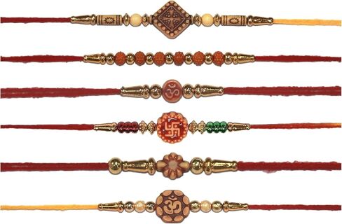 IS4A Set of 12 Bracelets for Brothers Assorted Bracelet With Rudraksha Beads Bracelet Designer Round Beads Rakhi for Brother Handmade Rakhi in Kuwait