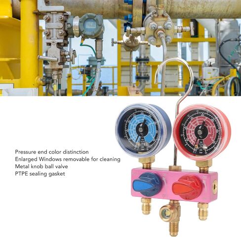 Diagnostic Manifold Gauge Mini G1/4 with Metal Knob, Mini Manifold Gauge Compact a ir Conditioning Tool for R22 R32 R410A Refrig Portable and for Long-Lasting in Saudi Arabia