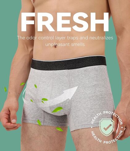 ملابس داخلية لسلس البول للرجال، قابلة للغسل، مقاومة للتسرب، تحكم في الرائحة، 60 مل، جذع قابل للتمدد، 3 عبوات (3 أسود، L) in Kuwait