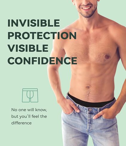 ملابس داخلية لسلس البول للرجال، قابلة للغسل، مقاومة للتسرب، تحكم في الرائحة، 60 مل، جذع قابل للتمدد، 3 عبوات (3 أسود، L) in Kuwait