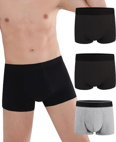 ملابس داخلية لسلس البول للرجال، قابلة للغسل، مقاومة للتسرب، تحكم في الرائحة، 60 مل، جذع قابل للتمدد، 3 عبوات (3 أسود، L) in Kuwait