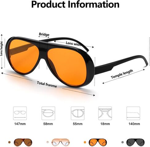Trendy Aviator Sunglasses for Women Men, Retro 70s Sun Glasses, Oversized glasses UV400 in Kuwait
