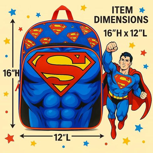 Fast Forward Superman Backpack for Kids - 16 "Bookbag for Boys ، Girls | طفل سفر صغير ، حقيبة الظهر المدرسية ، حقيبة الكتب الخارقة للأطفال | Ages 3+ in Kuwait