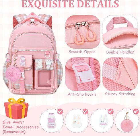 School Backpack for Girls - 5PCS Girls Backpack with Lunch Box Set for Elementary, Middle and High School Students - 18" Large Capacity School Bookbag with Multiple Pockets in Saudi Arabia