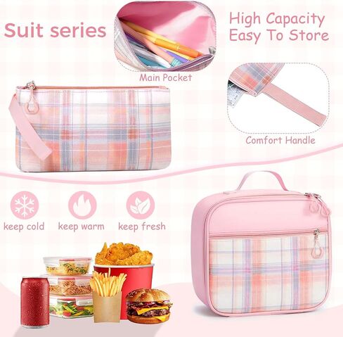 School Backpack for Girls - 5PCS Girls Backpack with Lunch Box Set for Elementary, Middle and High School Students - 18" Large Capacity School Bookbag with Multiple Pockets in Saudi Arabia