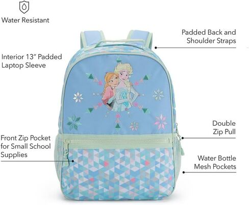 DISNEY STORE Official Princess Backpack - Kids Backpack with Embroidered Accents, Adjustable Straps, Zip Compartments & Mesh Pockets, Screen Art Featuring Moana, Mulan, Belle, Aurora, and More in Saudi Arabia