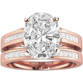 1.28 Carat GIA Certified Oval Cut 14k White Gold Channel Set Princess Cut Bridal Set Diamond Engagement Ring Wedding Band (G-H Color VVS1-VVS2 Clarity Center Stones) in Kuwait