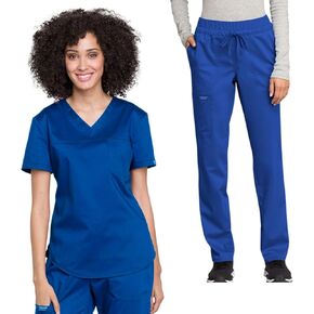 مجموعة شيروكي فرك للنساء v-neck قابلين للتثبت أعلى WW657 مع منتصف الساق مدبب الساق Scrub Pant WW105 in Saudi Arabia