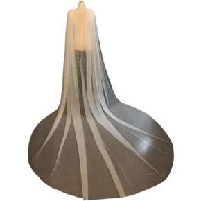 Cape Cape Cape Viel - Tulle Long Tulle Bridal Counter حجاب شال لعروس - أبيض/عاج ، طبقة واحدة in Saudi Arabia