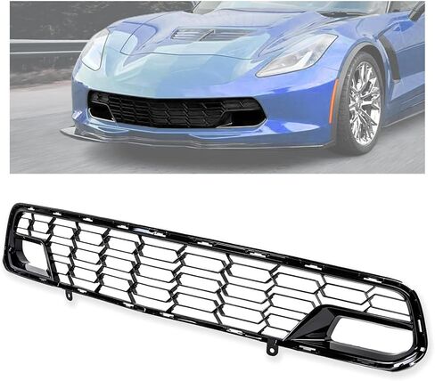 KUAFU Front Bumper Lower Grille Compatible with 2014-2019 Chevrolet Corvette C7 All Models Z06 Style w/o Front Camera Bracket Painted Glossy Black in Saudi Arabia