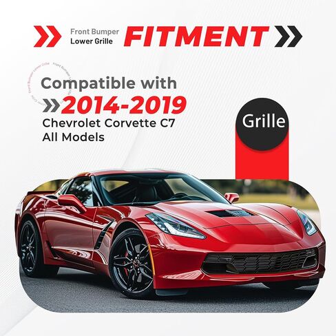 KUAFU Front Bumper Lower Grille Compatible with 2014-2019 Chevrolet Corvette C7 All Models Z06 Style w/o Front Camera Bracket Painted Glossy Black in Saudi Arabia