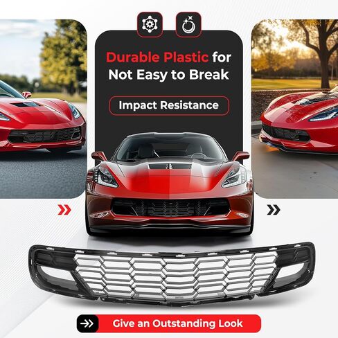 KUAFU Front Bumper Lower Grille Compatible with 2014-2019 Chevrolet Corvette C7 All Models Z06 Style w/o Front Camera Bracket Painted Glossy Black in Saudi Arabia