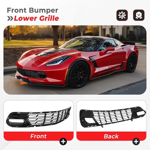 KUAFU Front Bumper Lower Grille Compatible with 2014-2019 Chevrolet Corvette C7 All Models Z06 Style w/o Front Camera Bracket Painted Glossy Black in Saudi Arabia
