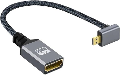 Xiwai 4K Micro HDMI 1.4 ذكر 90 درجة زاوية يمين إلى HDMI أنثى تمديد كابل لكاميرا DV MP4 تيار مستمر للكمبيوتر المحمول in Saudi Arabia