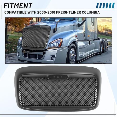 الشبكة العلوية الأمامية Kuafu متوافقة مع 2000-2016 Freightliner Columbia Pumper Grill W/Bug Screen Steel+Plastic Slopery in Saudi Arabia