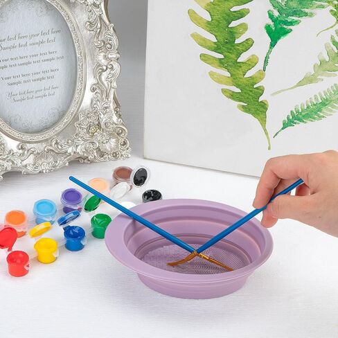 SHIDOW Portable Folding Brush Bowl, Silicone Brush Bowl Clean Watercolor Painting Water Cup for Acrylic Oil Painting (Purple, Pink, White, 3 pcs) in Saudi Arabia