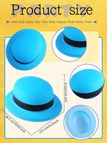 24 Pack Colorful Bowler Hats Bulk Plastic Bowler Hat Neon Derby Hat Party Hats for Adult Child Party Dress Up Photo Booth Supplies, 6 Colors in Saudi Arabia