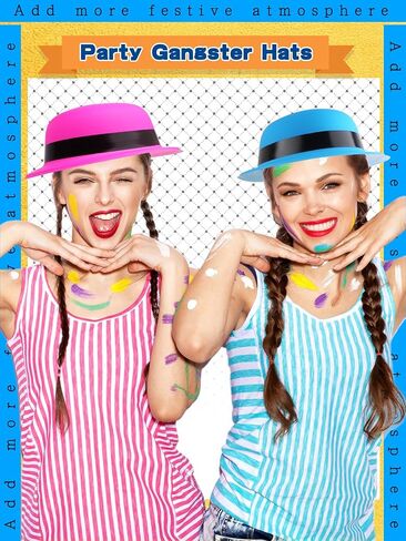 24 Pack Colorful Bowler Hats Bulk Plastic Bowler Hat Neon Derby Hat Party Hats for Adult Child Party Dress Up Photo Booth Supplies, 6 Colors in Saudi Arabia