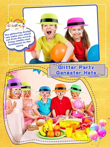 24 Pack Colorful Bowler Hats Bulk Plastic Bowler Hat Neon Derby Hat Party Hats for Adult Child Party Dress Up Photo Booth Supplies, 6 Colors in Saudi Arabia