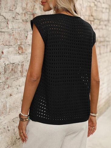 Wowcarbazole Womens Crochet Shrug Sweater Tie Front Knit Short Sleeve Cropped Lightweight Top Cardigan Sweaters Cover Up in Saudi Arabia