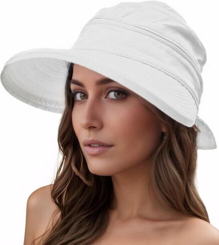 2-in-1 Women’s Sun Visor Sun Hat Zipper Off Ponytail Friendly, Lightweight Quick Dry, Summer UV Protection in Kuwait