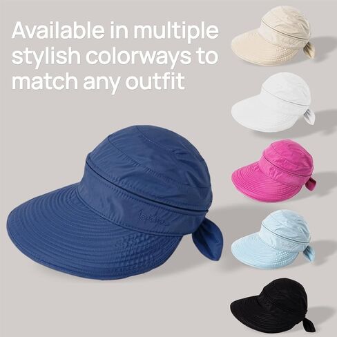 2-in-1 Women’s Sun Visor Sun Hat Zipper Off Ponytail Friendly, Lightweight Quick Dry, Summer UV Protection in Kuwait
