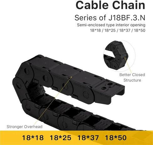 1m Cable Chain Semi-Enclosed Interior Opening 18x18 18x25 18x37 18x50 Drag Plastic Towline Transmission(48mm,18x25 mm) in Saudi Arabia