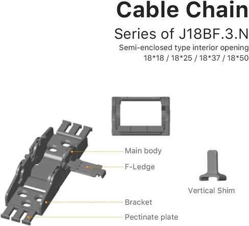 1m Cable Chain Semi-Enclosed Interior Opening 18x18 18x25 18x37 18x50 Drag Plastic Towline Transmission(48mm,18x25 mm) in Saudi Arabia