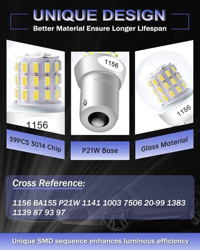 Alopee 1156 LED Bulb Amber 10-30V DC 1156 Bulb Replacement for 1141 1003 7506 P21W Blinker Light, Turn Signal Bulb 3014 Chips, Non Polarity, Pack of 2 in Kuwait