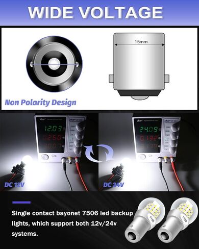 Alopee 1156 LED Bulb Amber 10-30V DC 1156 Bulb Replacement for 1141 1003 7506 P21W Blinker Light, Turn Signal Bulb 3014 Chips, Non Polarity, Pack of 2 in Kuwait