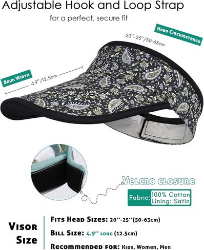 Alnorm Satin Lined Visor with Velcro for Summer UV Protection Sun Hat for Outdoors in Kuwait