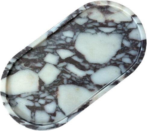Natural Marble Stone 11.8 inches Oval Catchall Tray Classics Sundries Storage Jewelry Plates (Calacatta Purple) in Saudi Arabia