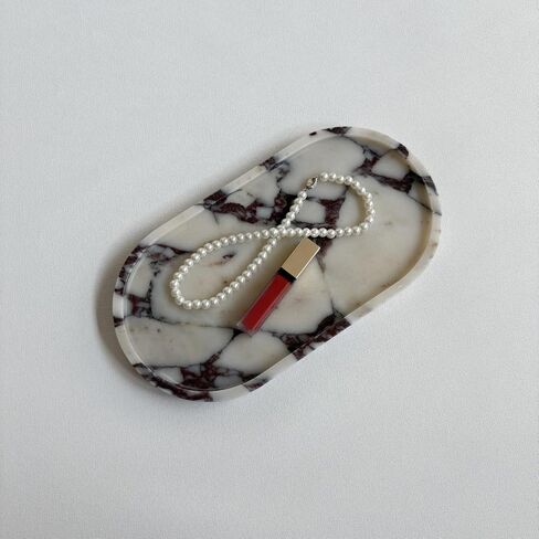Natural Marble Stone 11.8 inches Oval Catchall Tray Classics Sundries Storage Jewelry Plates (Calacatta Purple) in Saudi Arabia