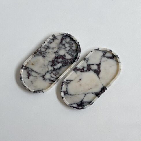 Natural Marble Stone 11.8 inches Oval Catchall Tray Classics Sundries Storage Jewelry Plates (Calacatta Purple) in Saudi Arabia