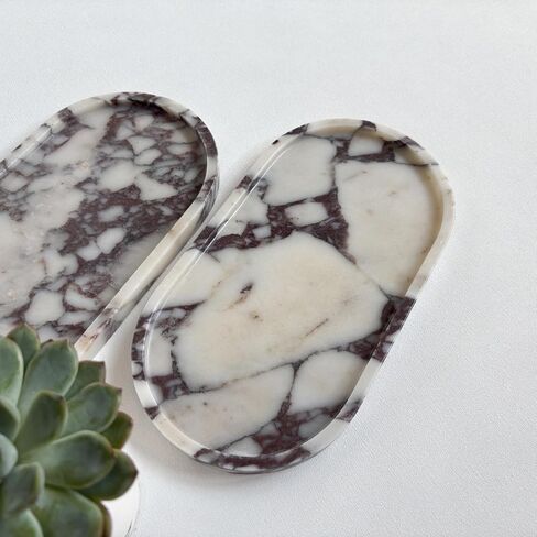 Natural Marble Stone 11.8 inches Oval Catchall Tray Classics Sundries Storage Jewelry Plates (Calacatta Purple) in Saudi Arabia