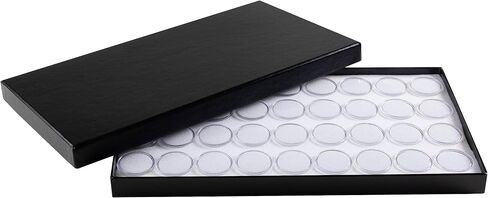 Novel Box Jewelry Tray with Lid 8.25x14.75x1 + Small Size 50 Gems Jars | Glass Jewelry Box with Fitted Lid & White Tray Foam Liner | Glass Rock Storage Box | Display Boxes for Collectibles in Saudi Arabia