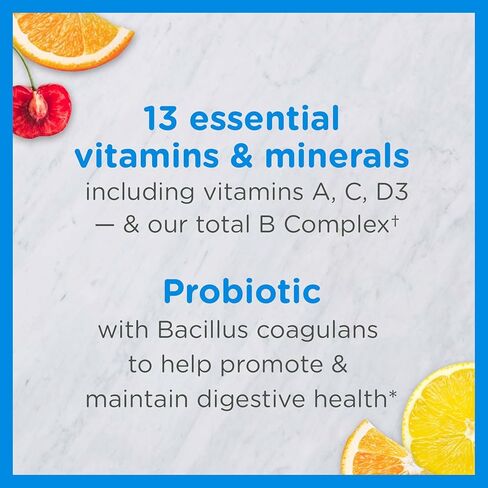 Zarbee's Kid's Complete Daily Multivitamin + Probiotic Gummies with Vitamins A B C D E & zinc for Digestive Health Easy To Chew, Natural Fruit 70 Count in Kuwait