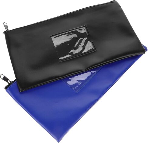 NUOBESTY Bank Deposit Money Bags with Window Compact Zippered Pouch for Cash Coins Documents Versatile PU Storage for Makeup in Saudi Arabia