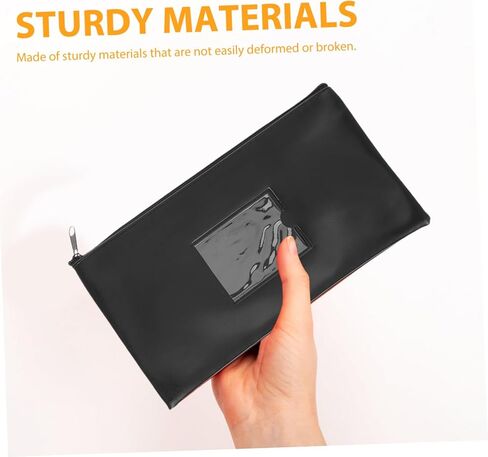 NUOBESTY Bank Deposit Money Bags with Window Compact Zippered Pouch for Cash Coins Documents Versatile PU Storage for Makeup in Saudi Arabia