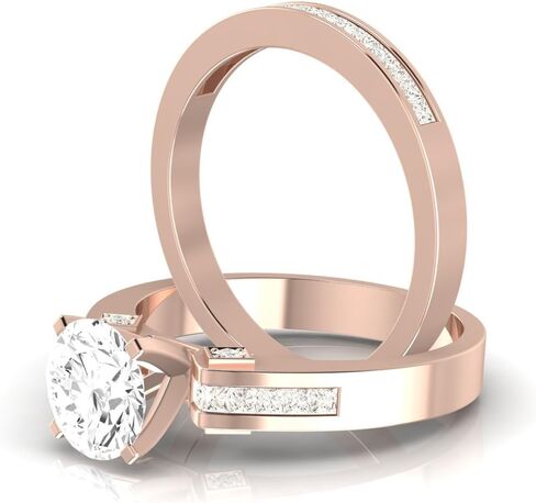 1.28 Carat GIA Certified Oval Cut 14k White Gold Channel Set Princess Cut Bridal Set Diamond Engagement Ring Wedding Band (G-H Color VVS1-VVS2 Clarity Center Stones) in Saudi Arabia