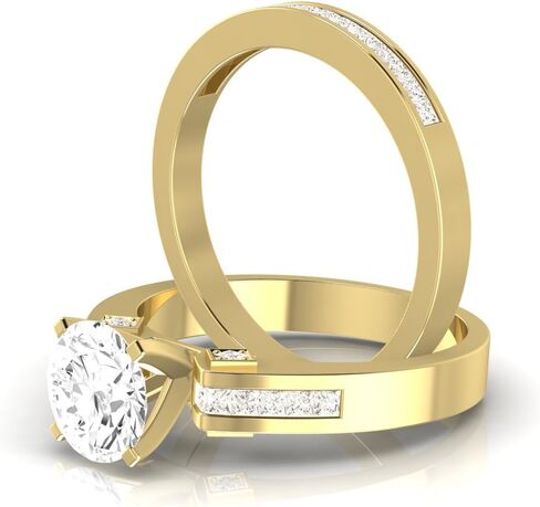1.28 CATAT GIA مصدقة بيضاوية قطع 14K قناة ذهبية بيضاء مجموعة الأميرة قطعت مجموعة الزفاف مجموعة خاتم الخطوبة شريط الزفاف (G-H COLOR VVS1-VVS2 CANRITY CENTERS) in Kuwait